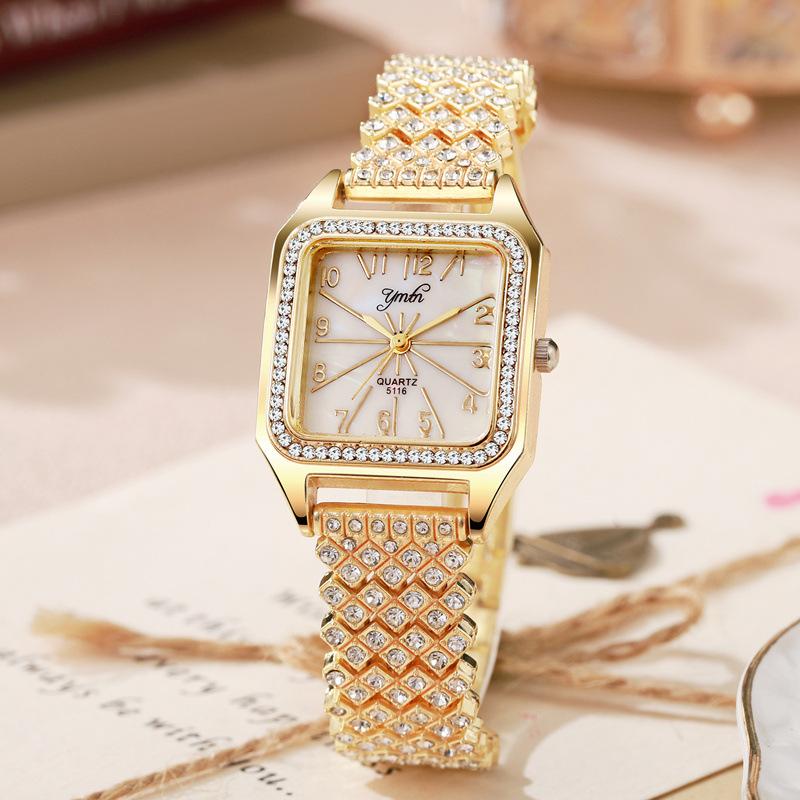 

Жіночі квадратні годинники зі стразами, ремінець зі сплаву, кварцові наручні годинники, жіночий годинник-браслет, годинник для вечірки