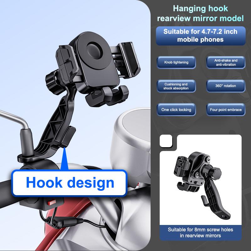 1Pc Motorcycles Phone Holder 360° Rotation Mobile Phone Navigation Bracket Outdoor Riding Shockproof Bike Navigation Bracket