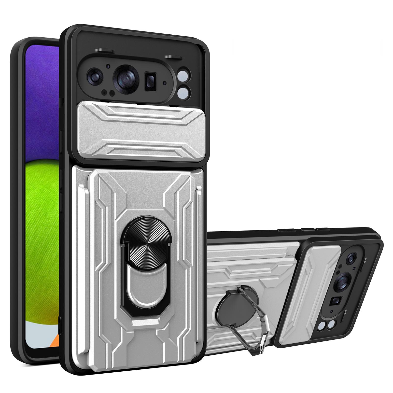 

Чехол для Google Pixel 9 Pro XL PC+TPU с подставкой Задняя крышка телефона со шторкой для камеры B