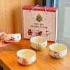 Christmas Gift Cute Tableware Gift Box Set 2025 New High-value Ceramic Rice Bowl Yogurt Bowl Household