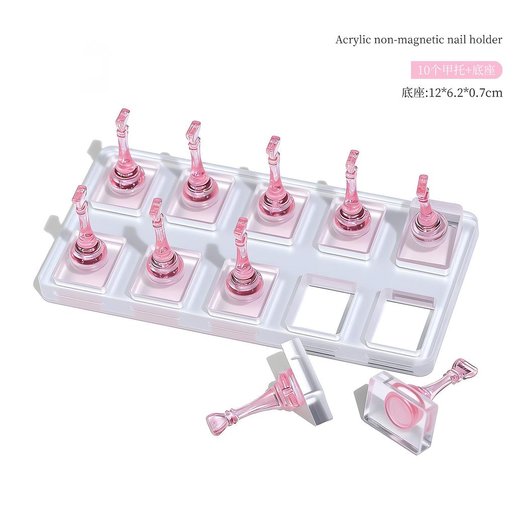5/10Grid Non-Magnetic Nail Acrylic Display Stand Transparent Holder For Practice Showing Shelf False Nails Holder DIY Salon Tool