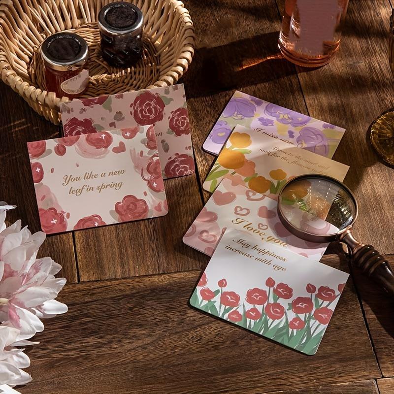 60pcs Watercolor Flower Pattern Holiday Greeting Cards In Various Colors Birthday Gift Greeting Cards Flower Packaging Decoration Greeting Cards