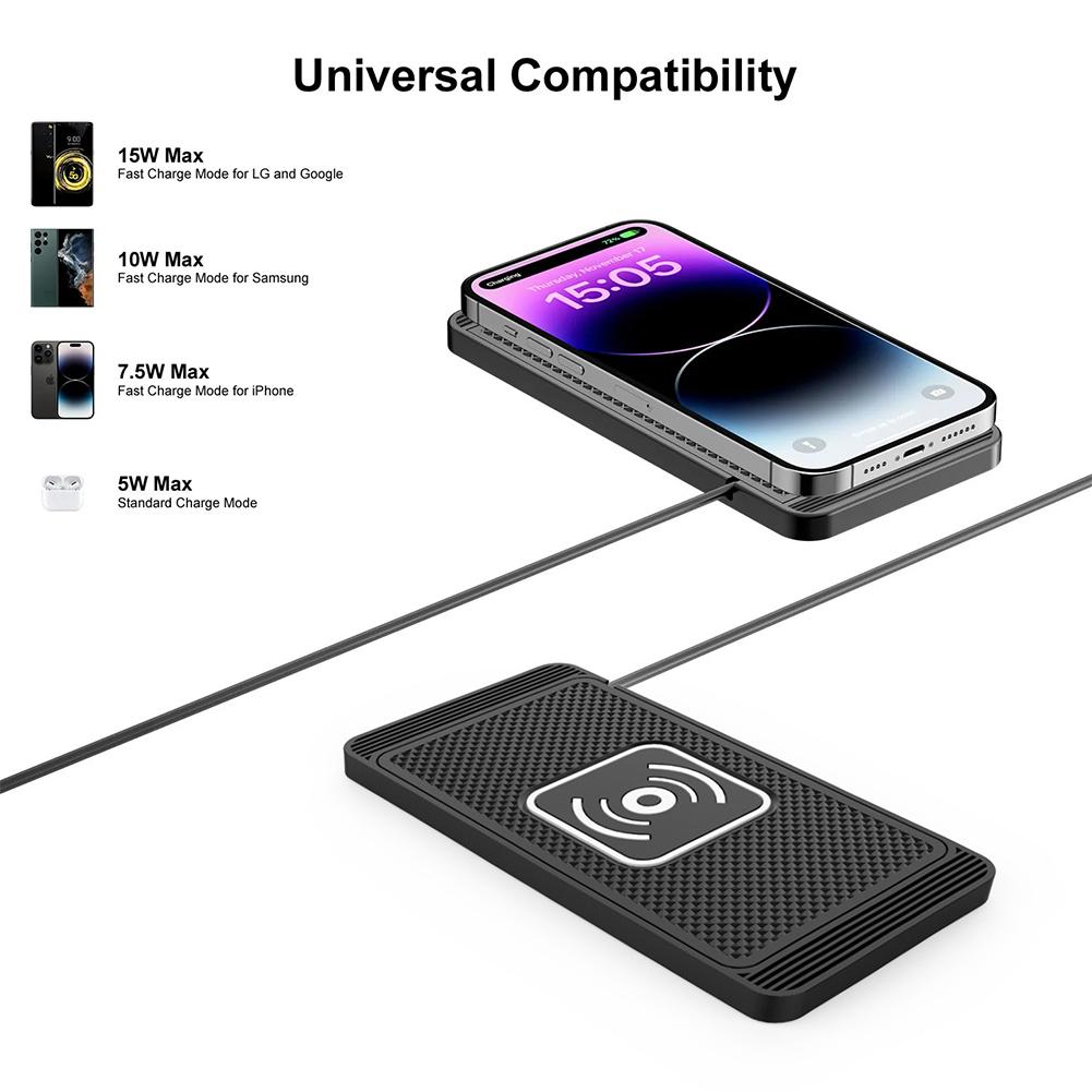 Type-C Car Wireless Charger 15W Intelligent Automatic Sensing Non-Slip Rubber Fast Charging Pad For Huawei Apple F8Y0