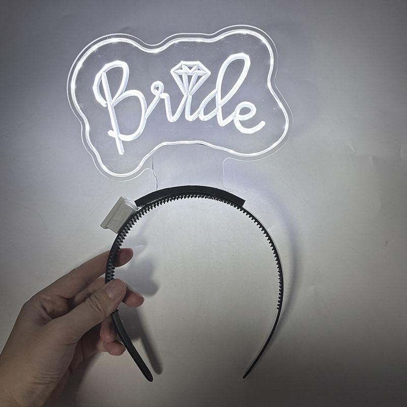LED Acrylic Headband Wedding NightClub Hen Night Bride To Be Gift Fashion Glowing Bride To be Headband White Glow Hairband