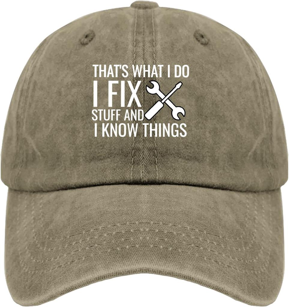 I Fix Stuff And I Know Things Graphic Baseball Cap Polyester Casual Adult Unisex Adjustable Hat