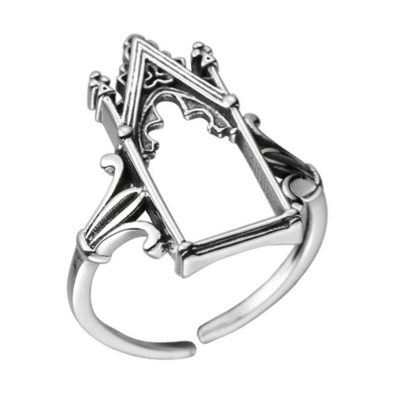 Beautiful Gothic Castle Shape Rings Electroplating Copper Retro Novel Rings