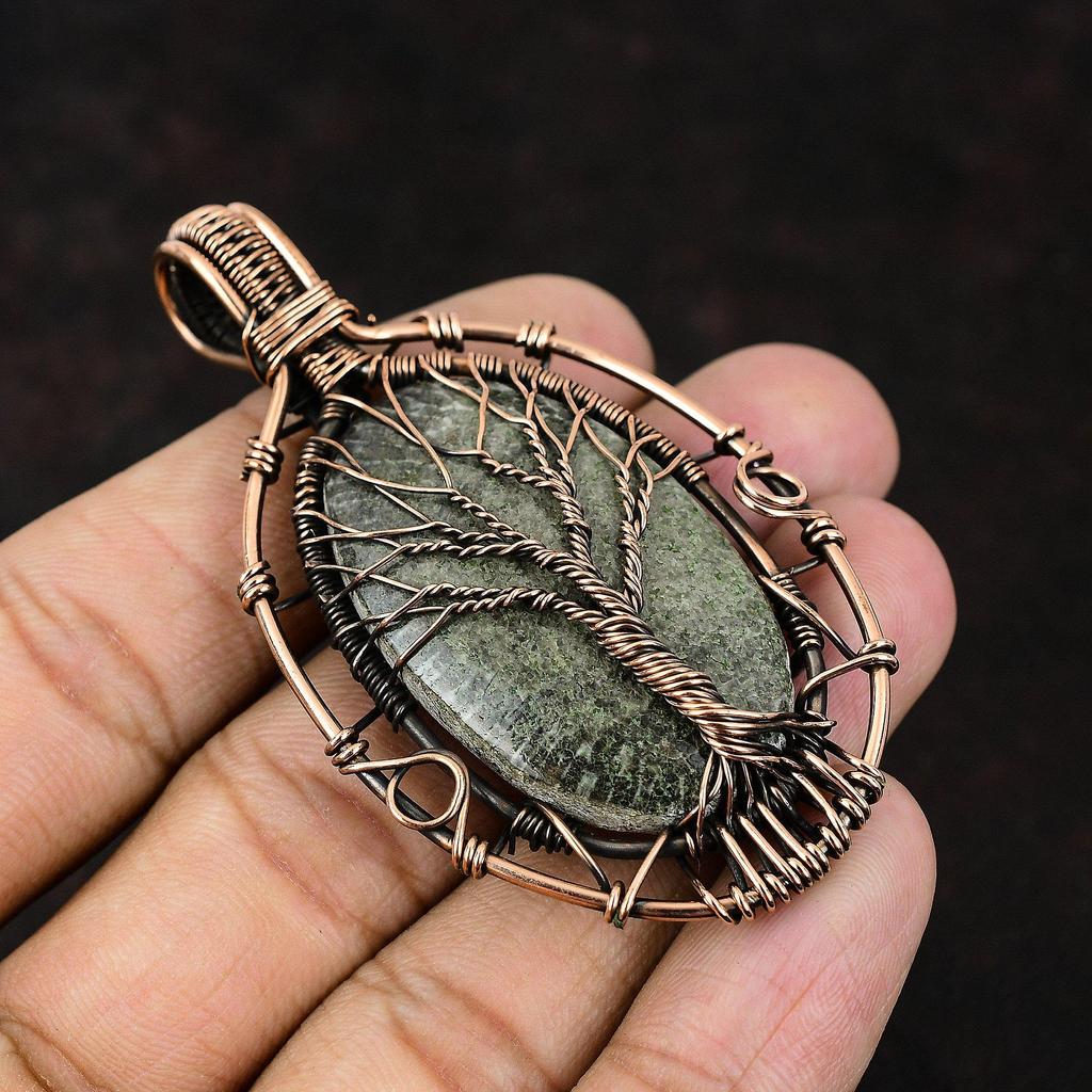 Tree Of Life Stingray Coral Pendant Copper Wire Wrapped Pendant Gemstone Handmade Jewelry Dainty Pendant Stingray Coral Jewelry Gift For Him