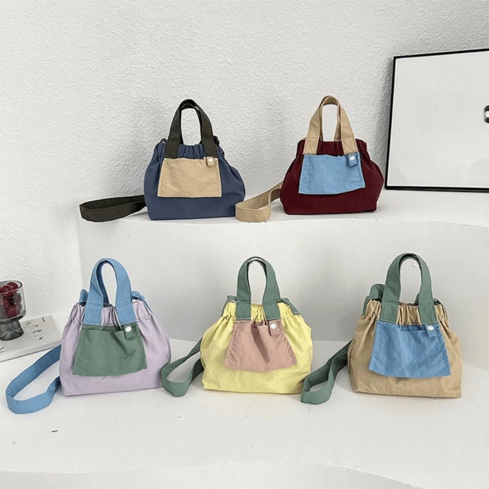 Candy Color Casual Handbags Ruched Design Crossbody Bag Trendy Nylon Shopper Purses  Commuting