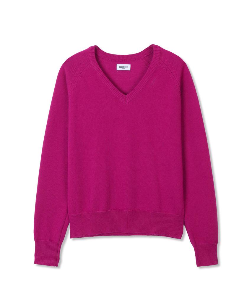 Michikoleondeonkosino Basic V-Neck Wool Knit Raspberry