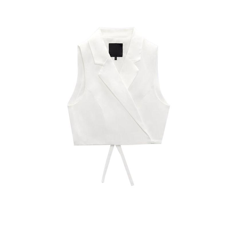 Spring New Arrival Linen Blend Silm Vest 2010751 White Casual High Waist Shorts 4661413