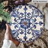 2D Flat Aluminum Sign Vintage Blue Floral Pattern Decorative Sign 7.87 Inches X 7.87 Inches Perfect for Decorating Homes, Porches, Living Rooms, and