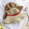 Bucket hat flower versatile summer hat women beach outing shading sun protection straw hat woven material