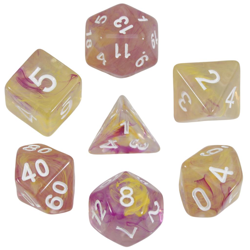 DND Dice Set with Mixed Color Fog Effect, 7pcs Polyhedral Dice for Board Games, DND TRPG Gaming Accessories, Perfect for Role-Playing Games