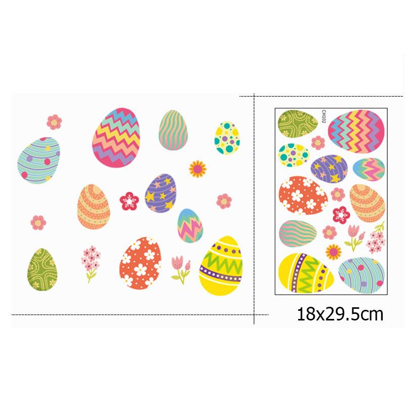 Easter Bunny Window Stickers Decorations cute Rabbit Eggs Carrot Chick Wall Sticker easter Home Party Ornaments Window Clings