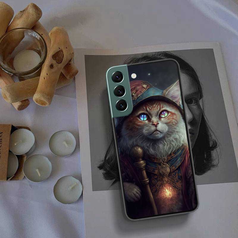 Halloween Magic Cat Phone Case For Samsung Galaxy S22 S25 Ultra S21 S10 Plus S26 Edge S20 S23 S24 FE Cover Silicone Soft TPU