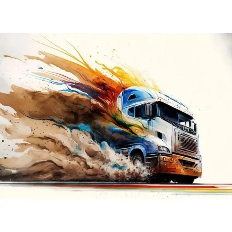 Watercolor Toy Car Tin Painting for Kids Room Decor