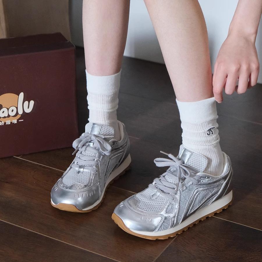 Ziyan~ Platform Casual Shoes Women's Sports Shoes Dad Shoes 2025 Summer Breathable Lace-up Versatile Height-increasing Running Shoes