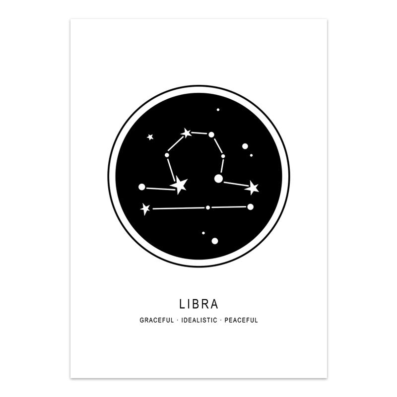 Postere Pânză Constelații Pepinieră Alb-Negru Astrologie Artă de Perete Poster Picturi Imagine Decor Acasă Decorațiune Geometrie