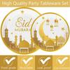 Elegant Disposable Dinnerware Set for 8 Guests Plates Cups and Napkins for Muslims Eid Festival Festive Celebration