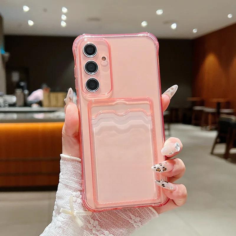 For Samsung Galaxy A73 A53 5G A33 A13 4G A03 A03S A72 A52 A32 A325 Lite A22 A12 A02 S M02 Clear Card Slot Bag Case Soft Cover
