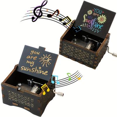 New Year Gif Birthday Gift Queen Childrens Holiday Gifts Music Box Halloween Gifts Wooden Hand Cranked Christmas Gifts Black