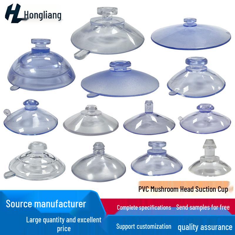 PVC Mushroom Head Suction Cups for Toys, Pets, and Glass - Large and Small Transparent Rubber Options Available