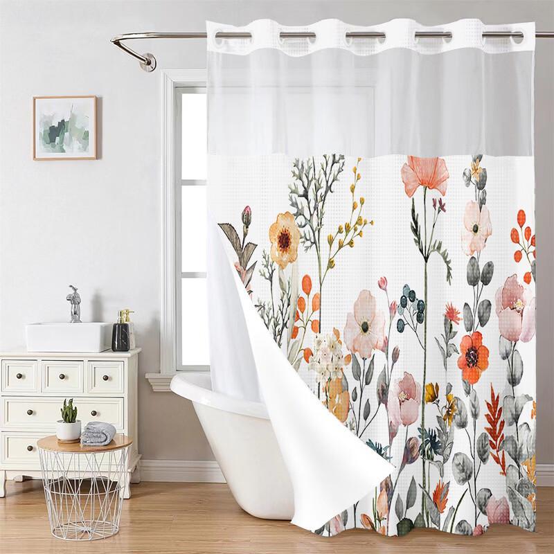 Hunton Botanical Floral Polyester Shower Curtain