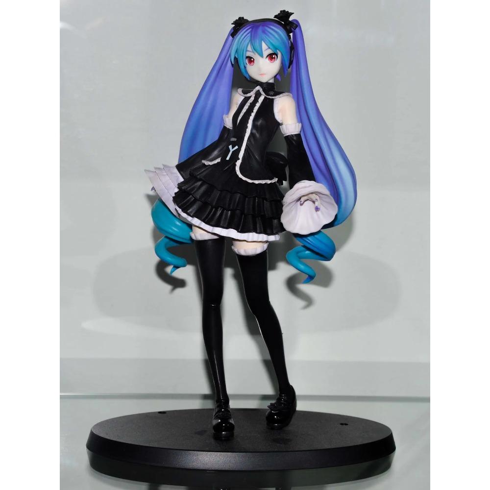 17CM Anime Hatsune Miku Project DIVA Arcade Future Tone Hatsune Miku Zwarte Jurk Lolita Model Speelgoed Cadeau Verzameling Actiefiguur