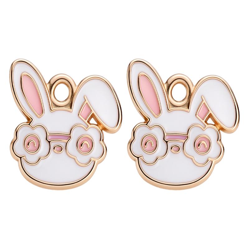 Easter Drip Oil Cartoon Egg & Rabbit Alloy Pendant Charm for DIY Necklace Accessories