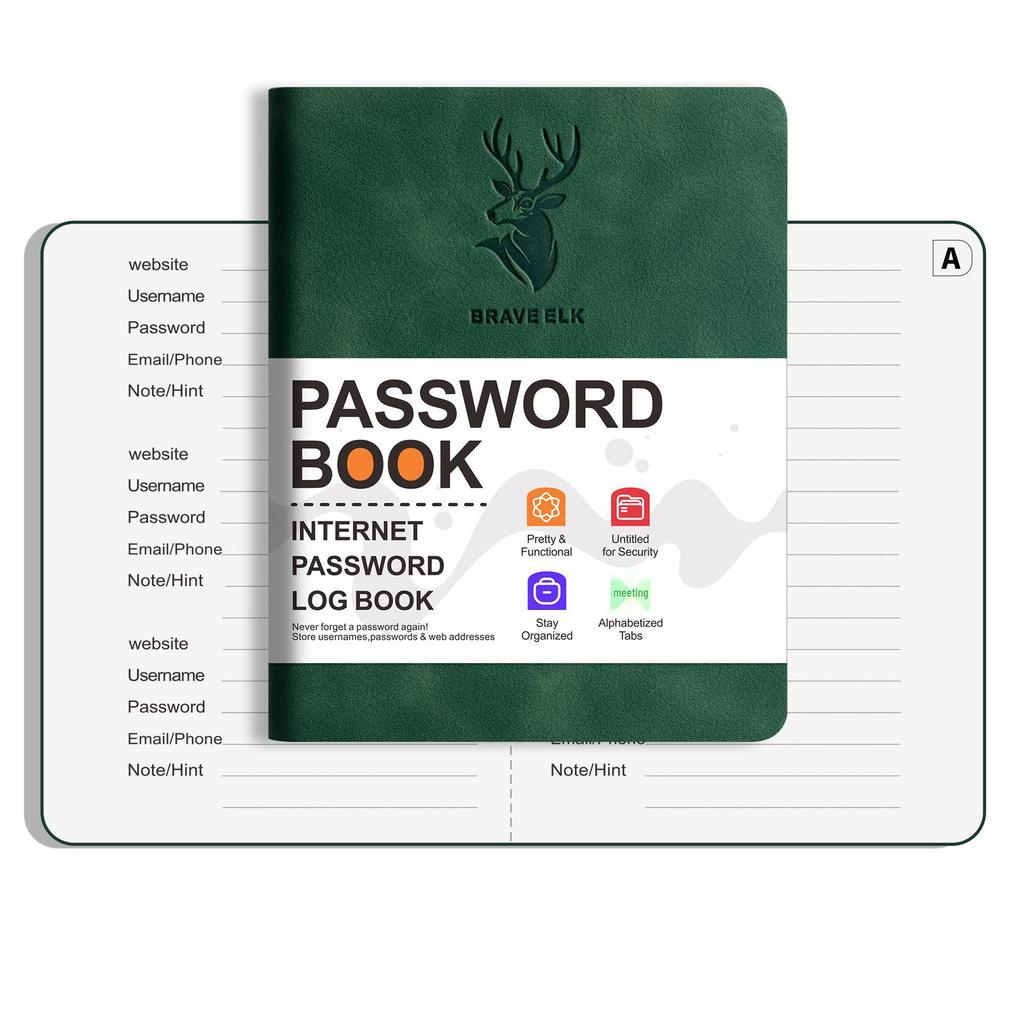 B6 Password Coil Notebook: Imitation Leather with Index Pages and English Address Book