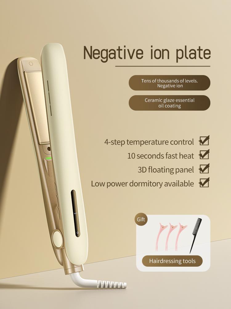 

Выпрямитель и плойка 2 в 1 Профессиональная плойка с отрицательными ионами, быстрым нагревом и стайлером EU светло-желтого