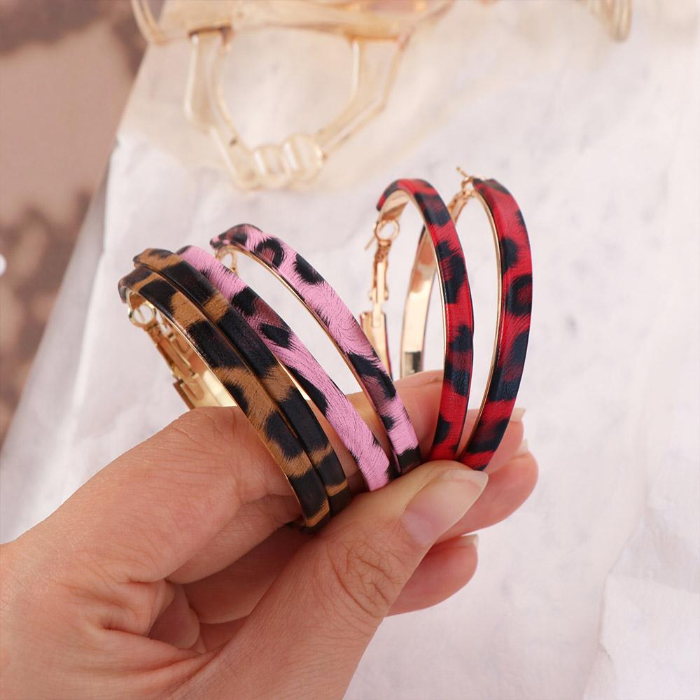 Circle Resin Hoop Earrings Y2k Women's Jewelry Retro Leopard Hoop Earrings Ladies/Girls