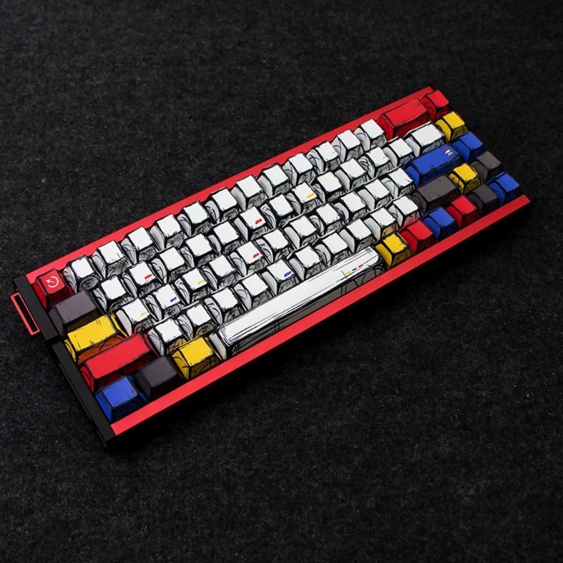 64/74Key Side Print Translucents Keycaps Comics Style Original Profile Sublimations Backlit Keycap for Mechanical Keyboards