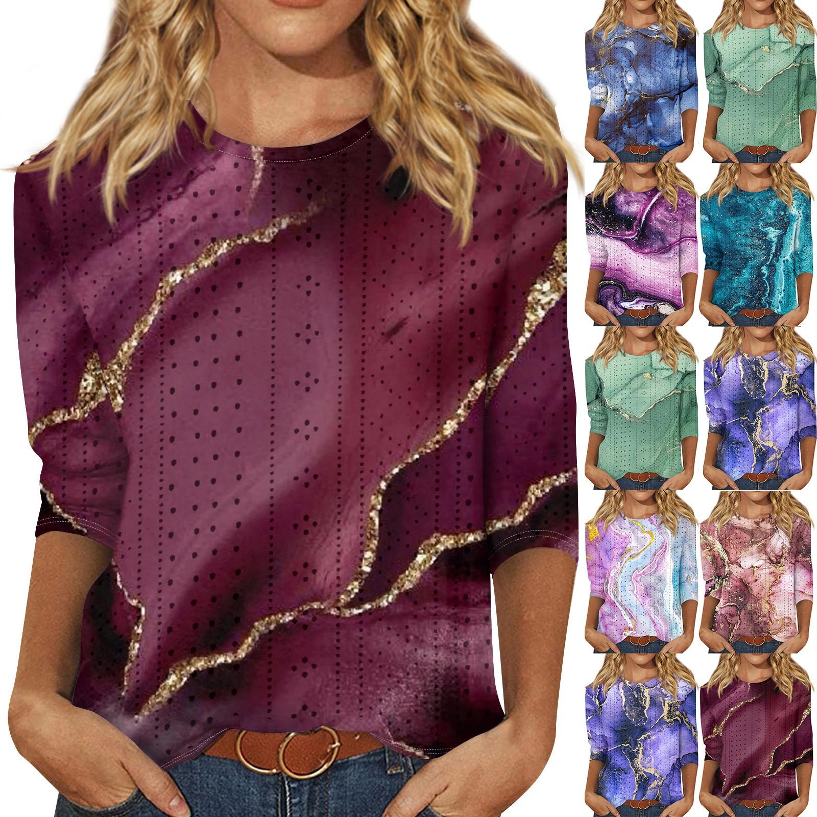 

Женская повседневная свободная футболка с принтом, пуловер с круглым вырезом, топ с короткими рукавами