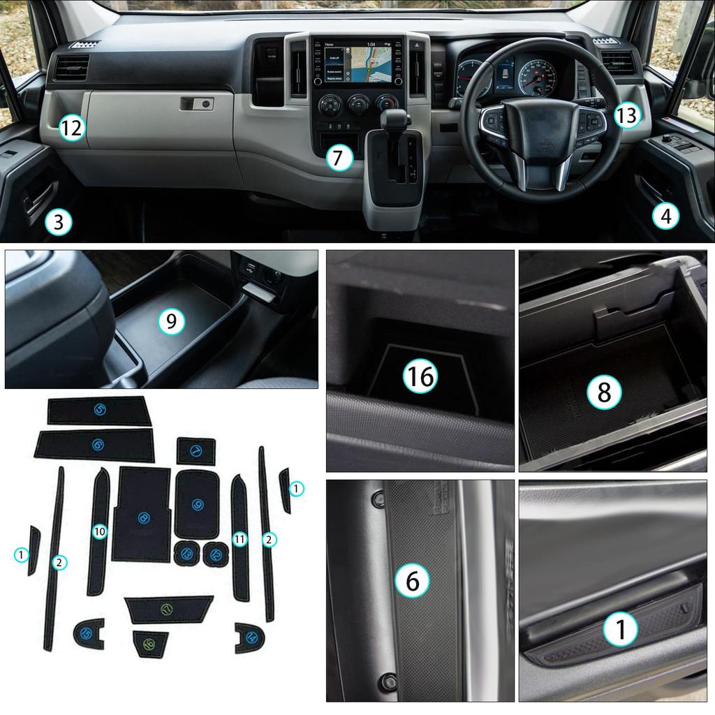 Ruiya Toyota Hiace 200 Serie Super GL Exclusive Gummi Innen Türtasche Tasche Kratzgeräusch 17 Hiace 200 Serie Zubehörteile Matten, Matten,