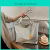 Stylish Large Capacity Solid Color Tote Bag Fashionable Korean Shoulder Bag For Women
