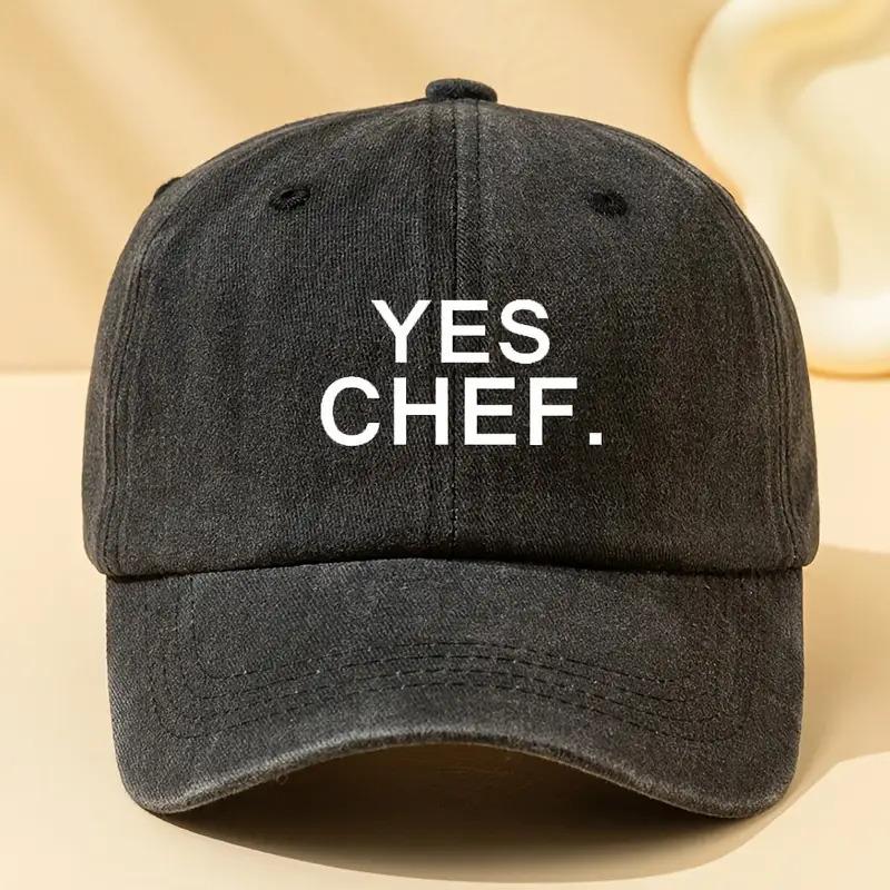 Yes Chef Graphic Baseball Cap Adjustable Polyester Chef Hat for Culinary Enthusiasts Casual Outdoor