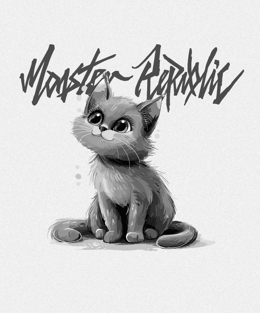 MONSTER REPUBLIC Famous Cat Ash Grey T-Shirt White