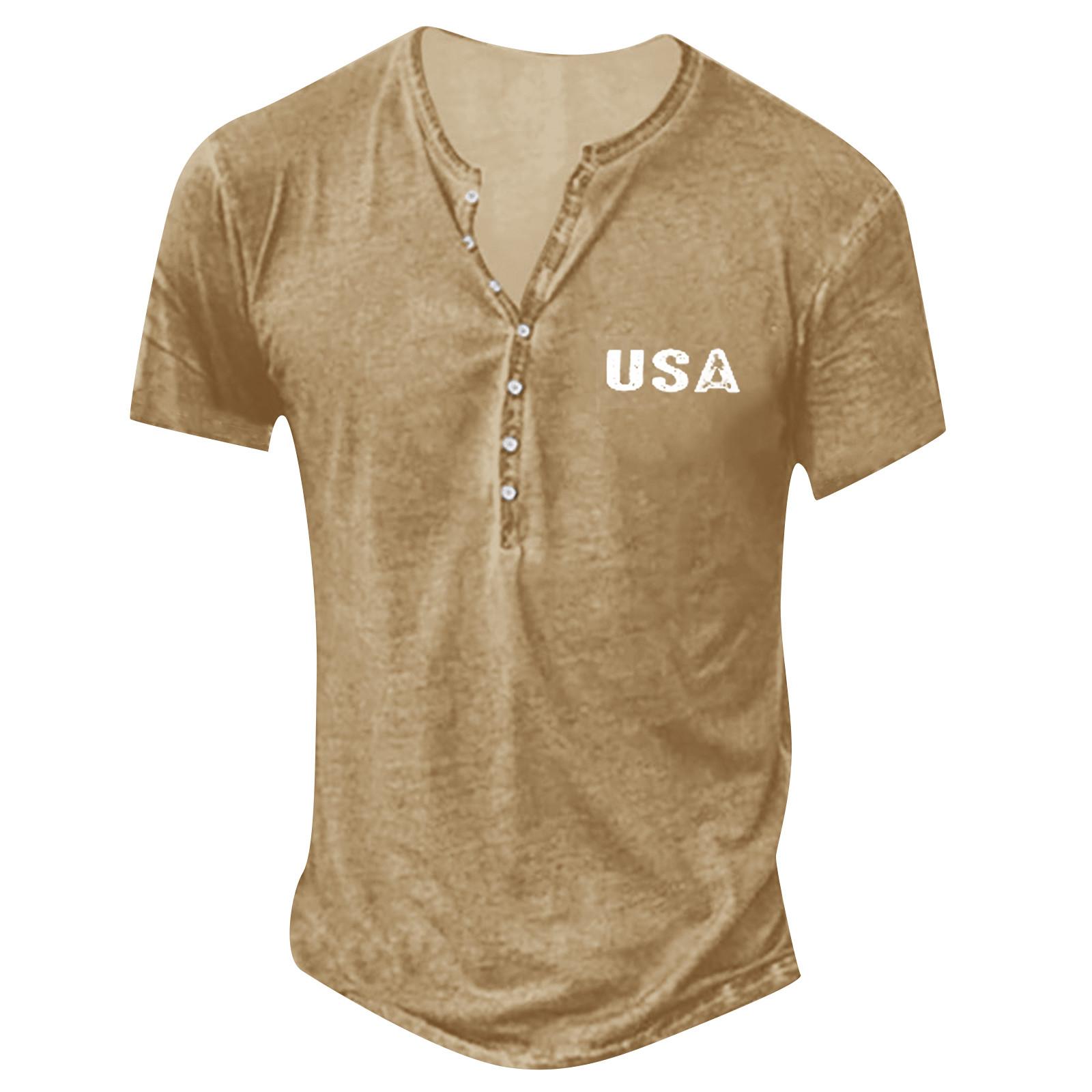 

Мужская футболка с принтом на открытом воздухе, свободный топ с короткими рукавами на пуговицах в стиле ретро XL хаки