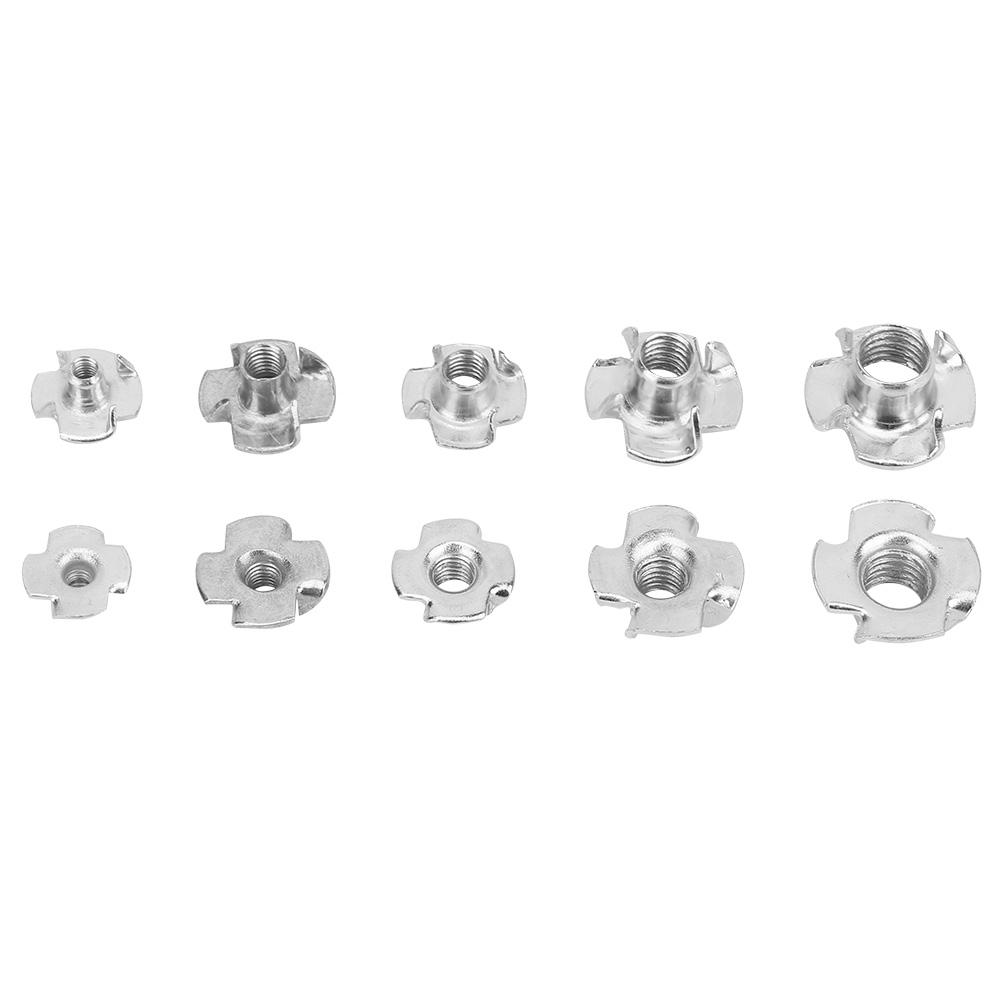 80pcs Carbon Steel T Nut Four Pronged M3 4 5 6 8 Tee Nuts Kits For Woodworking Furniture