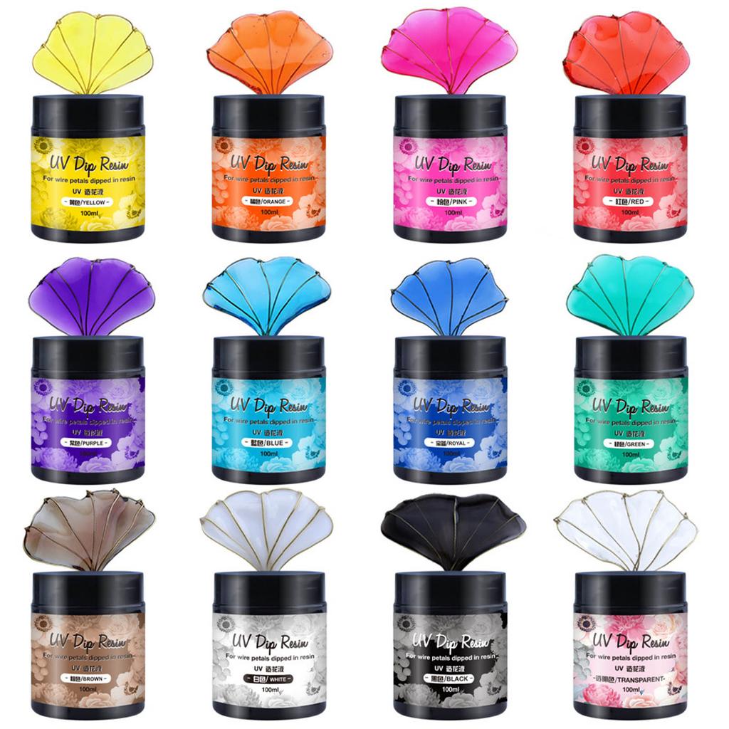 UV DIP Resin Glue for Wire Flower Petals Transparent Liquid Ultraviolets Curing Crystal Glue Jewelry Making for Beginner