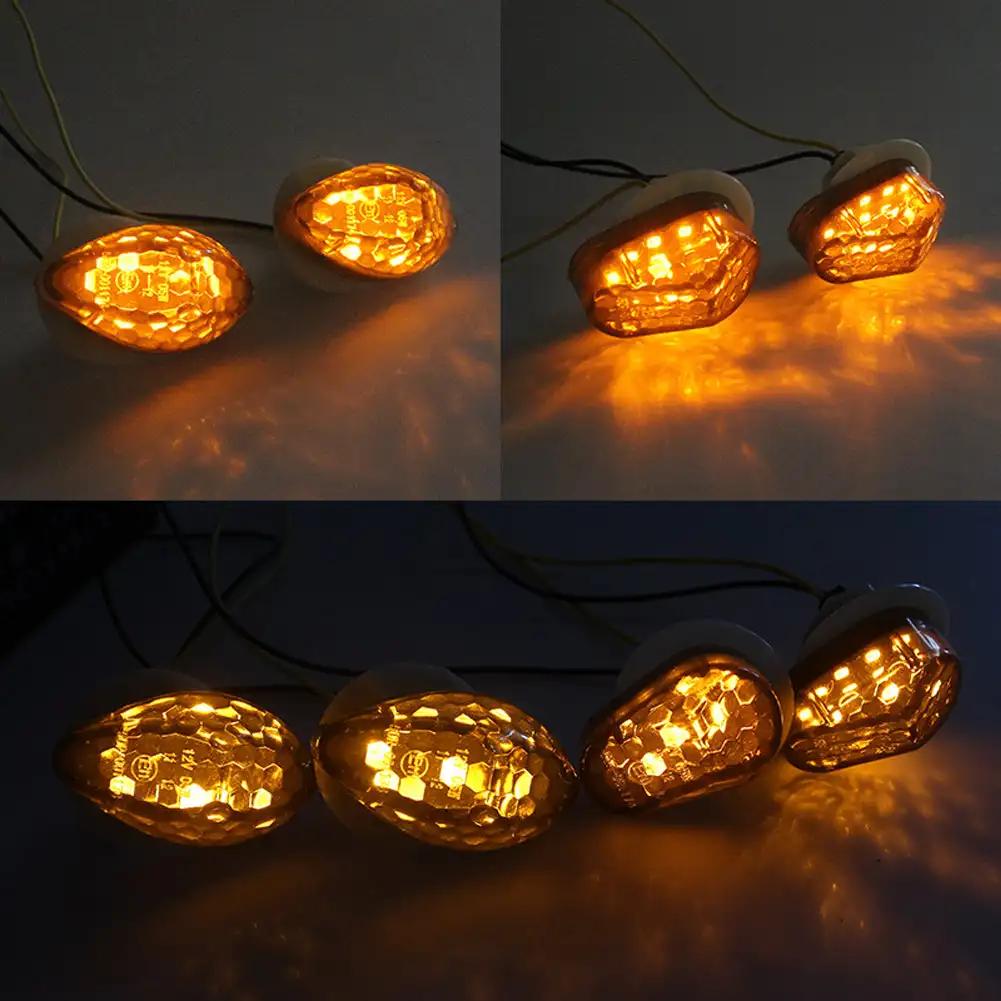2Pcs Amber 12V LED Turn Signals Motorcycle ABS Indicator Lens Directional Light Fit for Kawasaki Suzuki Yamaha Honda Accessories