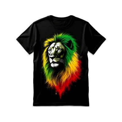 Europese maten Heren Rastafari Leeuw Grafisch T-shirt - Lichtgewicht Ademend Ronde Hals T-shirt met Reggae Kleuren - Jamaicaanse Culturele Kleding