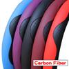 PU Carbon Fiber Leather Car Steering Wheel Cover without Inner Ring Suitable for 14.5-15 Inches of Automotive Supplies