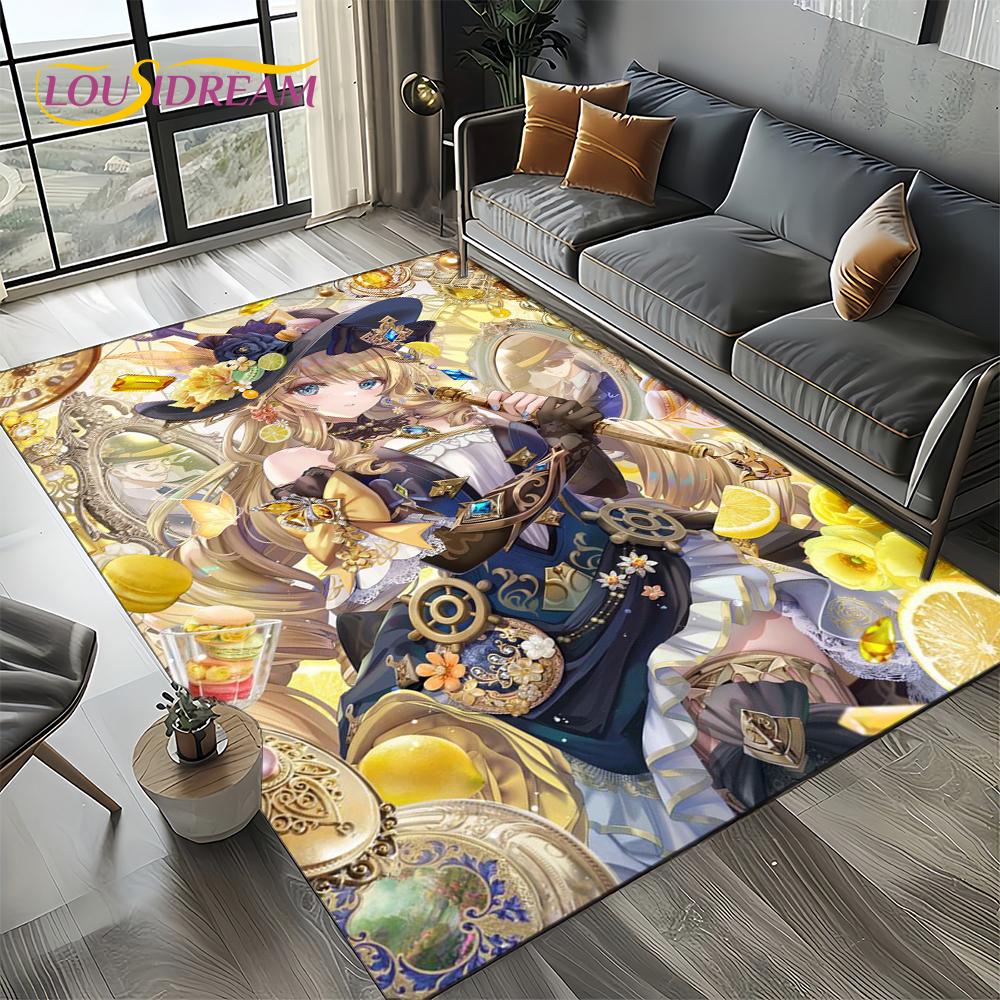 2025 New Cartoon Genshin Impact Character Solo Game Carpet Rug for Living Room Bedroom Home Sofa Decoration,Non-slip Floor Mat