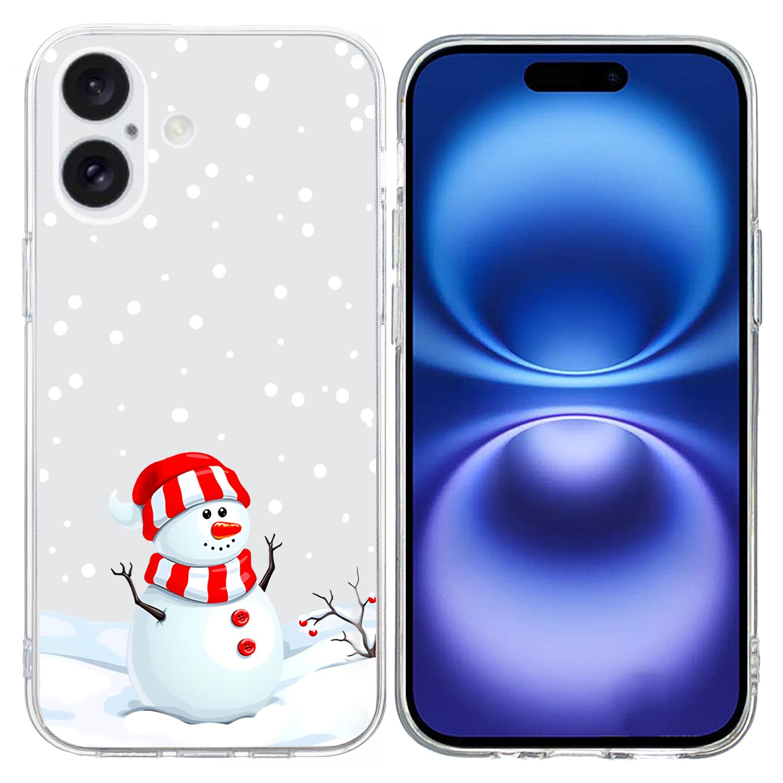 For iPhone 16 Case Christmas Pattern Print Soft TPU Phone Protector A