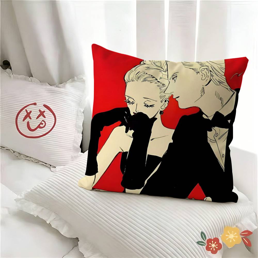 1pc Emma X Aleksander Veil Manga Pillow Case Fashion Square Pillowcase Bedroom Sofa Room Ins Decoration Leisure