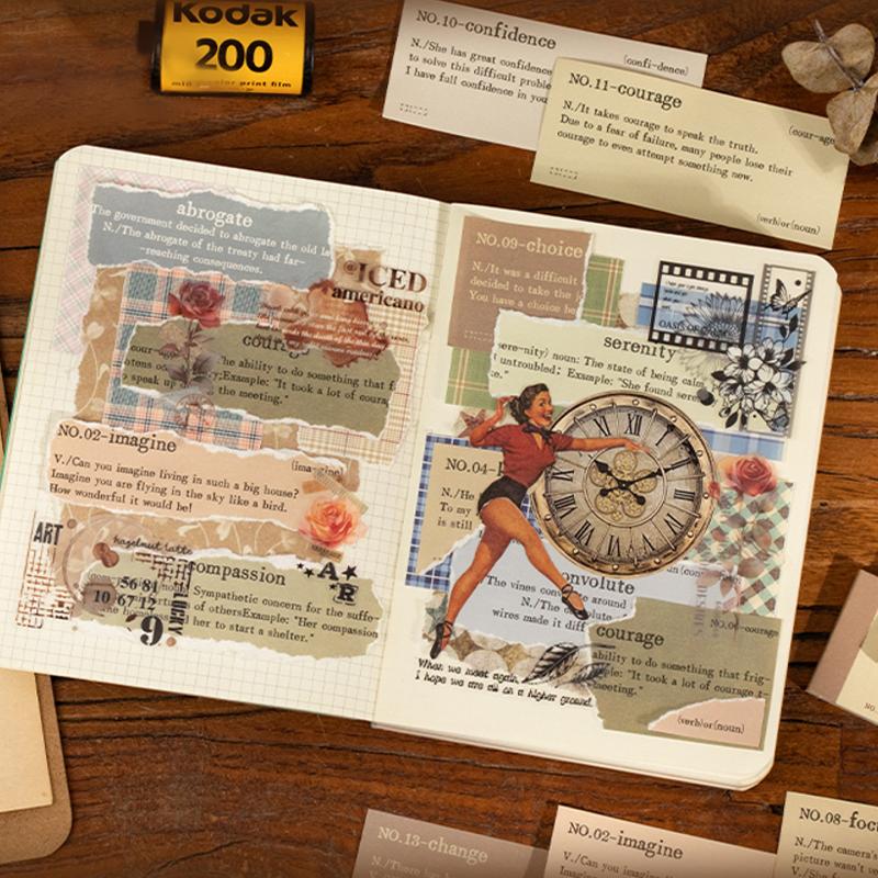 30Sheets/Bag Material Book Vintage English Material Paper Pack Handbook Stationery DIY Handmade & Scrapbook Diary Decoration