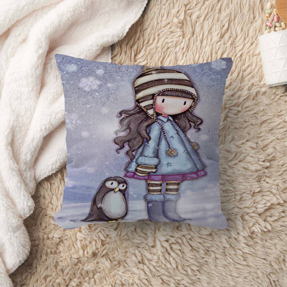 S-Santoro-Gorjuss Cute Girl Cushion Cover Car Throw Pillow Case For Sofa Car Christmas Gift 40x40cm 45x45cm