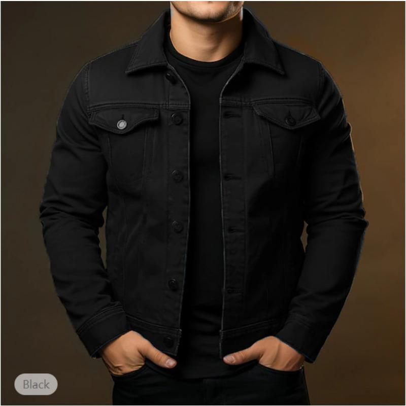 Men S Casual Buttoned Jacket Solid Color Long Sleeve Streetwear S